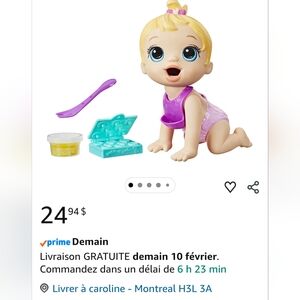 NWT Baby Alive Lil Snacks Doll with Blonde Hair